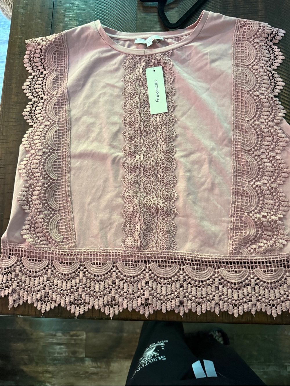 Francesca's Collections Pink Crochet-Trim Women's Skirt
